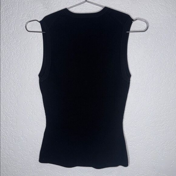 New VERONICA BEARD Sid ribbed-knit sweater top Black Sleeveless XS - Picture 6 of 12